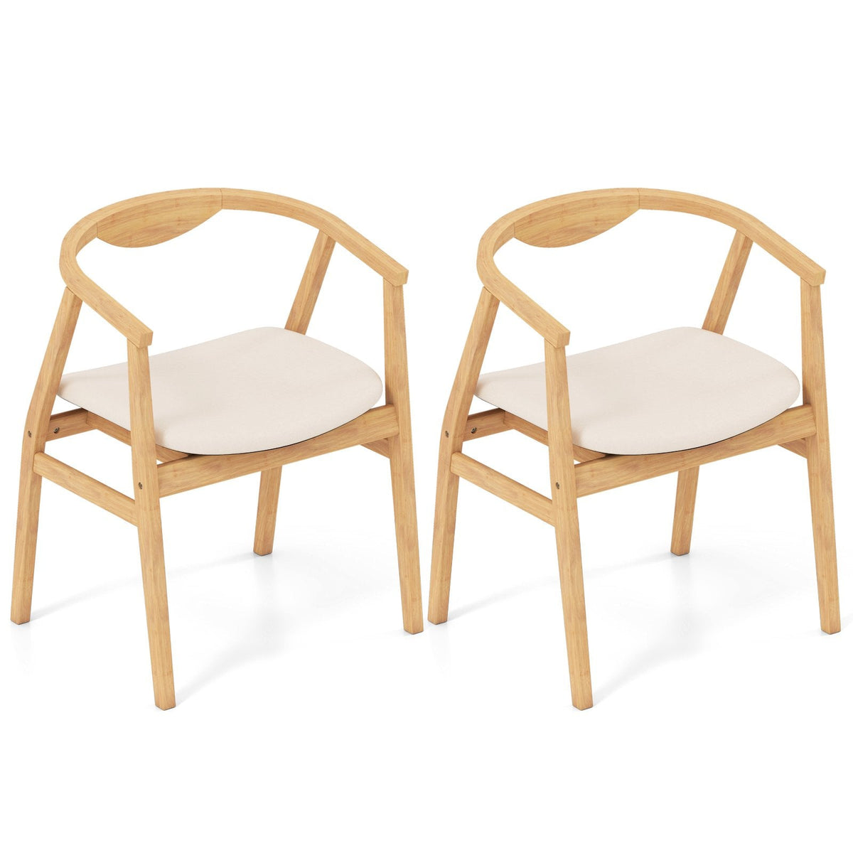 Silla decorativa de bambú con reposabrazos y respaldo curvo - Natural
