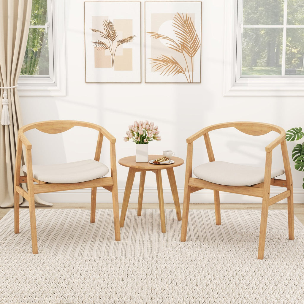 Silla decorativa de bambú con reposabrazos y respaldo curvo - Natural