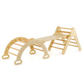 Juguetes de escalada de madera 5 en 1 para niños con arco triangular y rampa-Natural