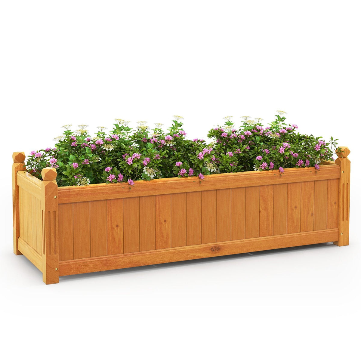 Rechteckiges Hochbeet aus Holz mit Drainagesystem – Naturholz