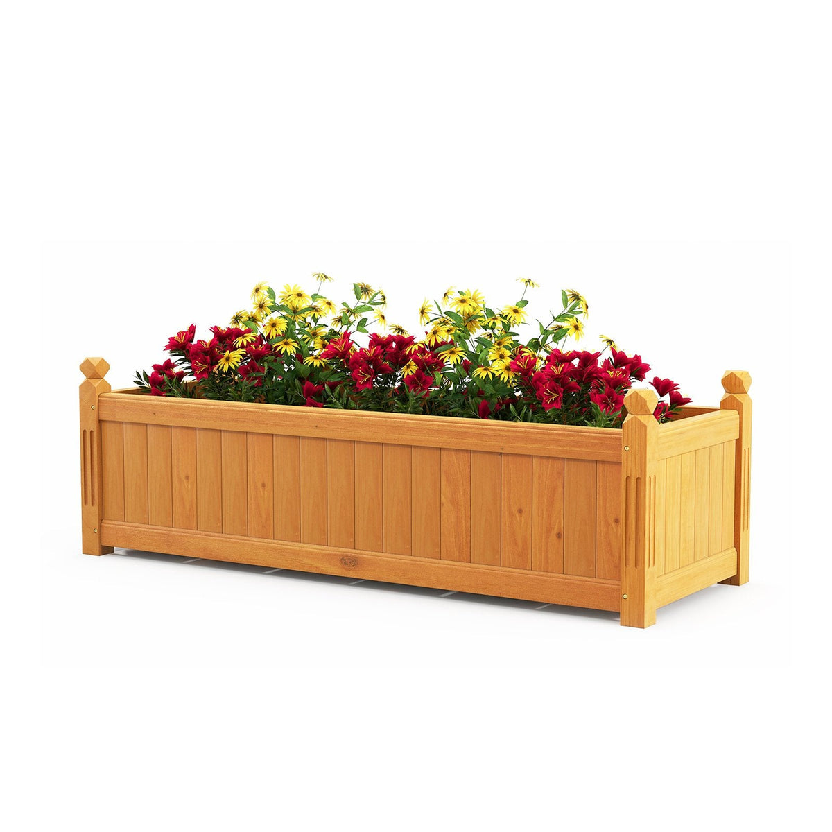 Rechteckiges Hochbeet aus Holz mit Drainagesystem – Naturholz