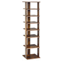 Schuhregal aus Holz 7 Ebenen Schuh-Organizer Mehrschuhregal Schuhkarton-Rustikales Braun