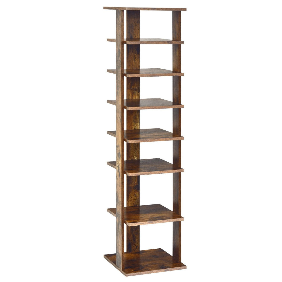 Schuhregal aus Holz 7 Ebenen Schuh-Organizer Mehrschuhregal Schuhkarton-Rustikales Braun