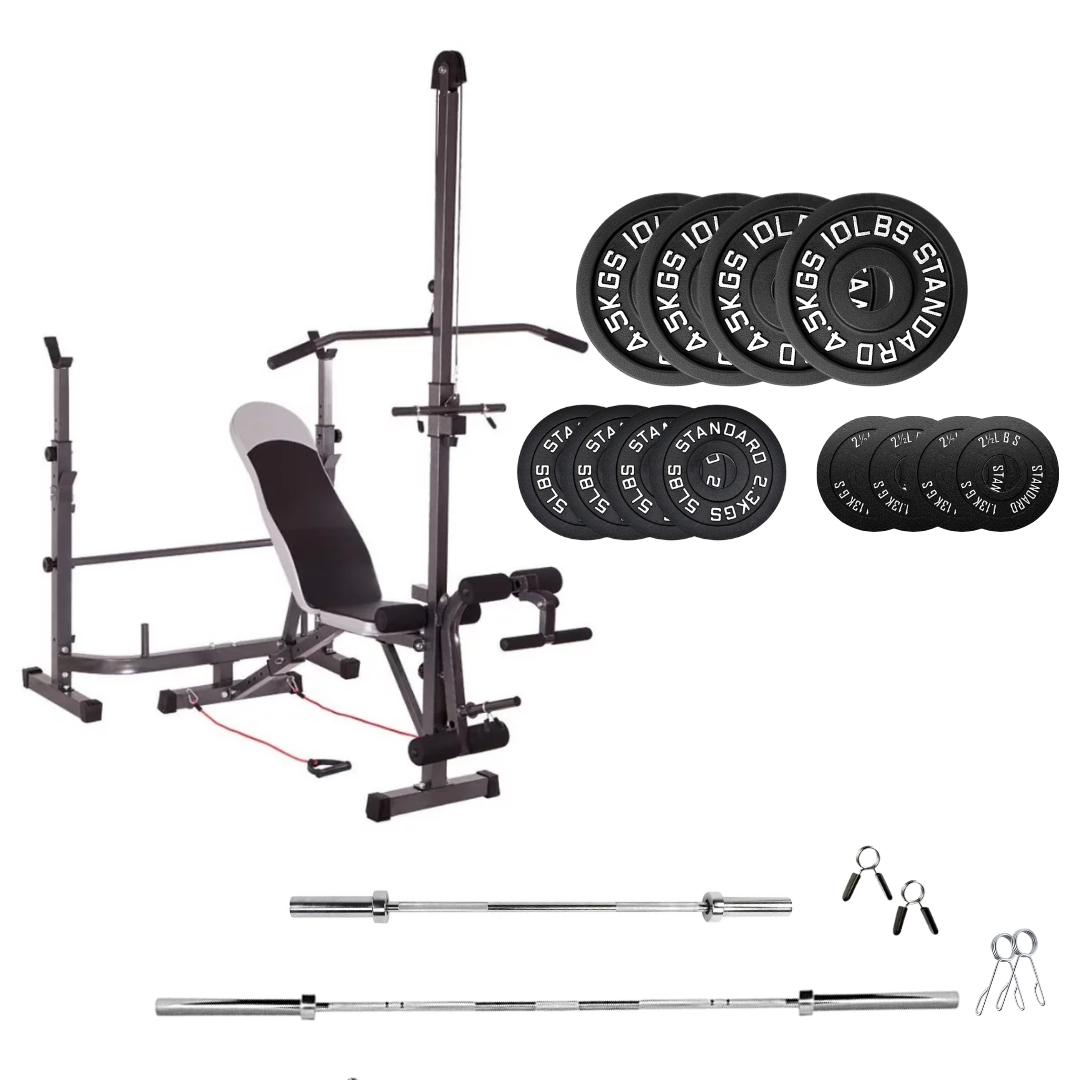 Verstellbare Trainingsbank mit Hantelsets