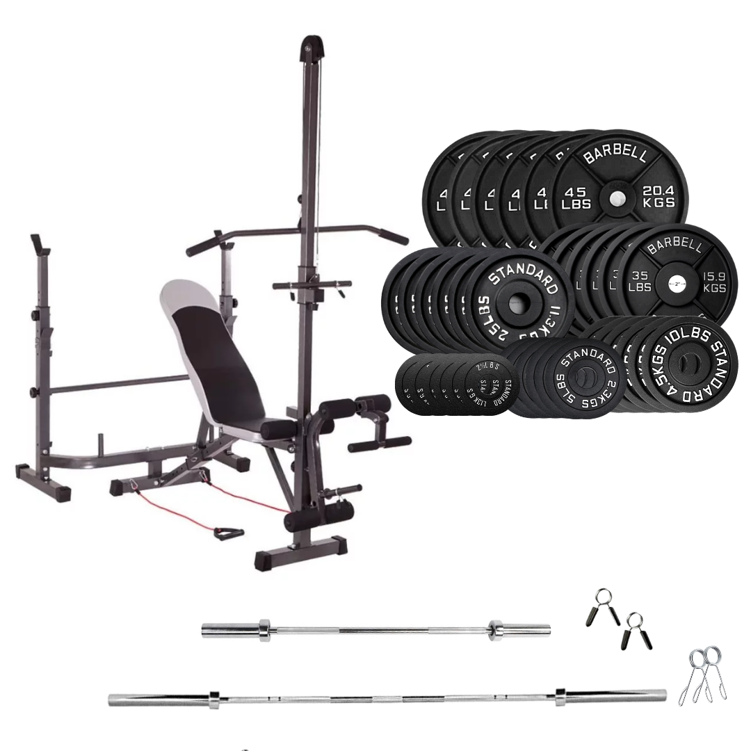 Verstellbare Trainingsbank mit Hantelsets