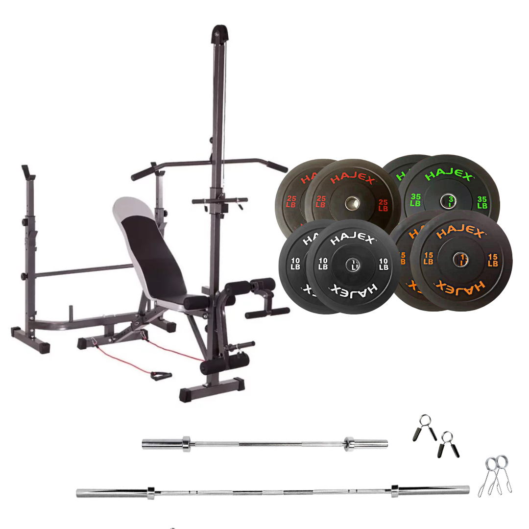 Verstellbare Trainingsbank mit Hantelsets