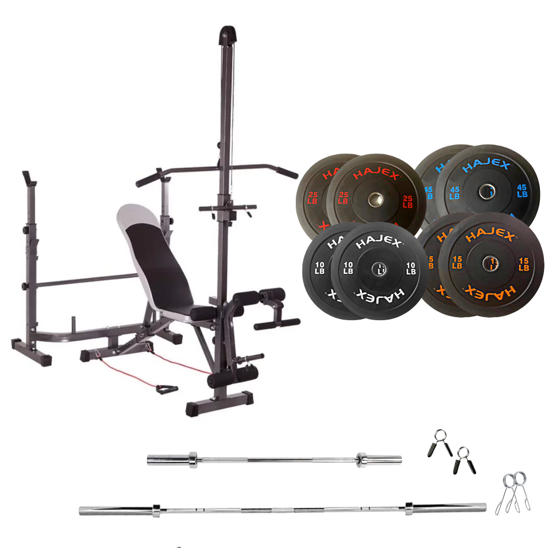 Verstellbare Trainingsbank mit Hantelsets