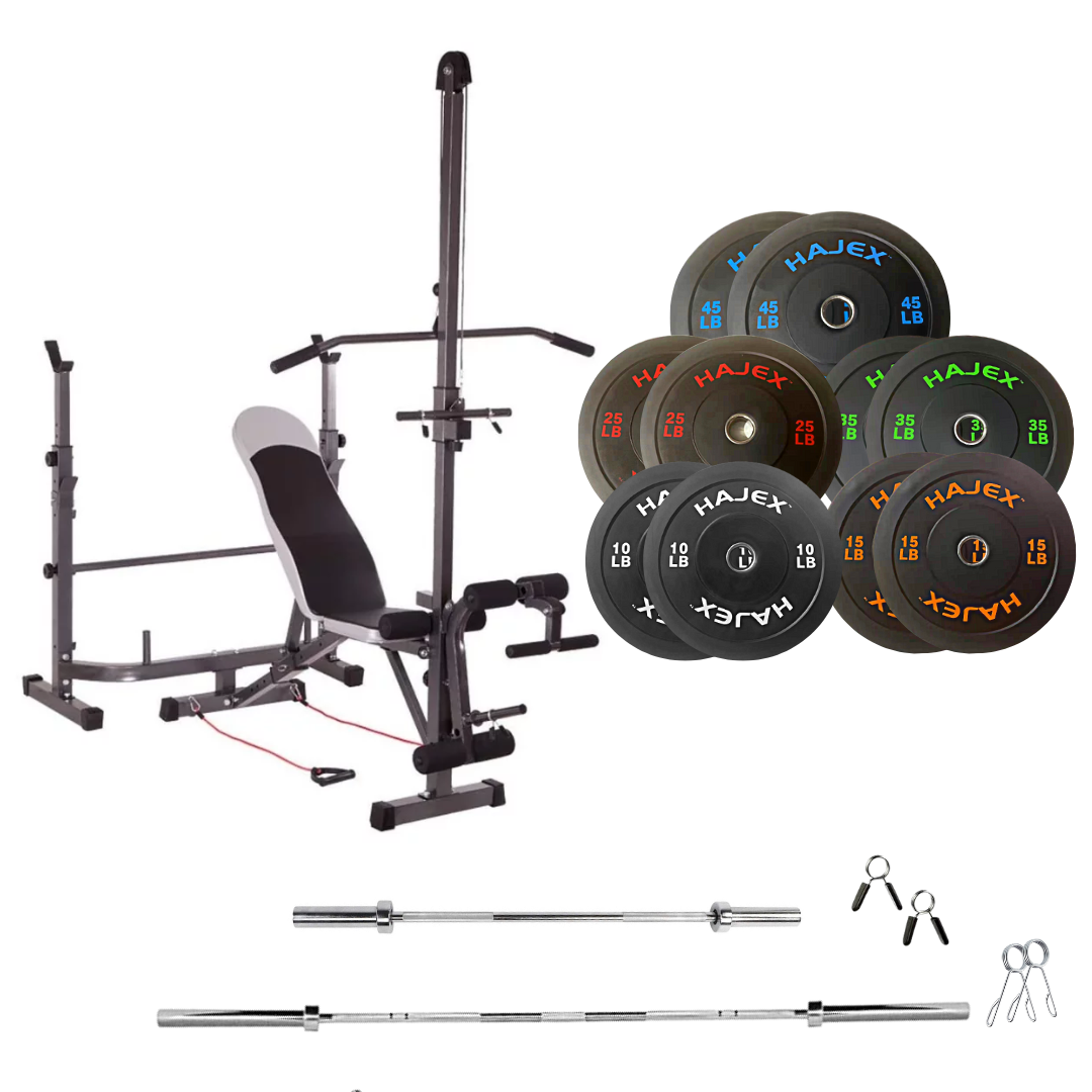 Verstellbare Trainingsbank mit Hantelsets