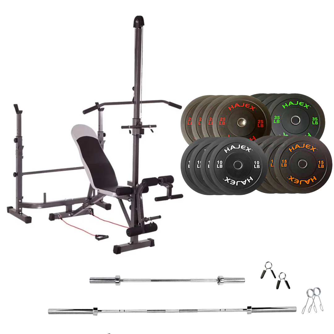 Verstellbare Trainingsbank mit Hantelsets