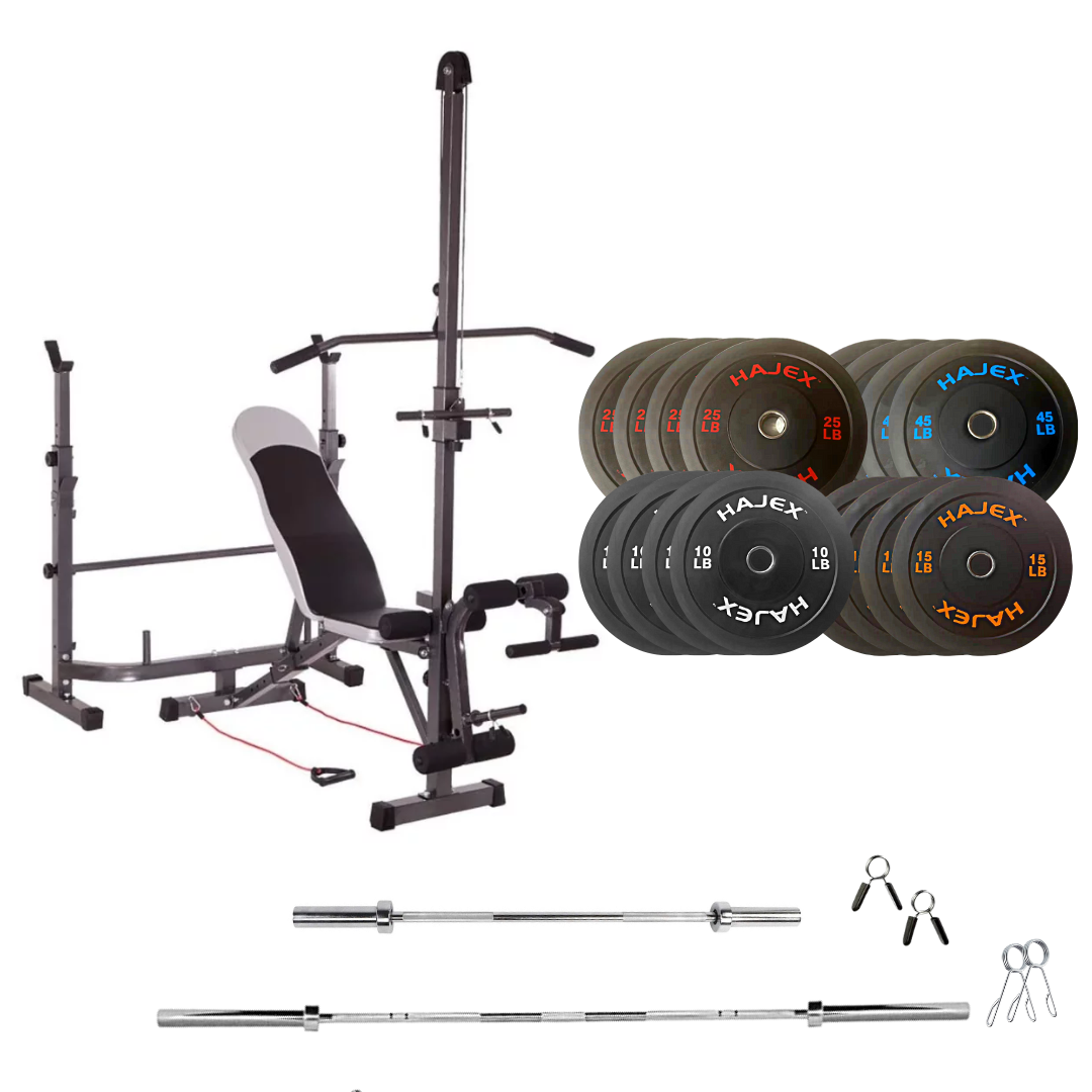 Verstellbare Trainingsbank mit Hantelsets