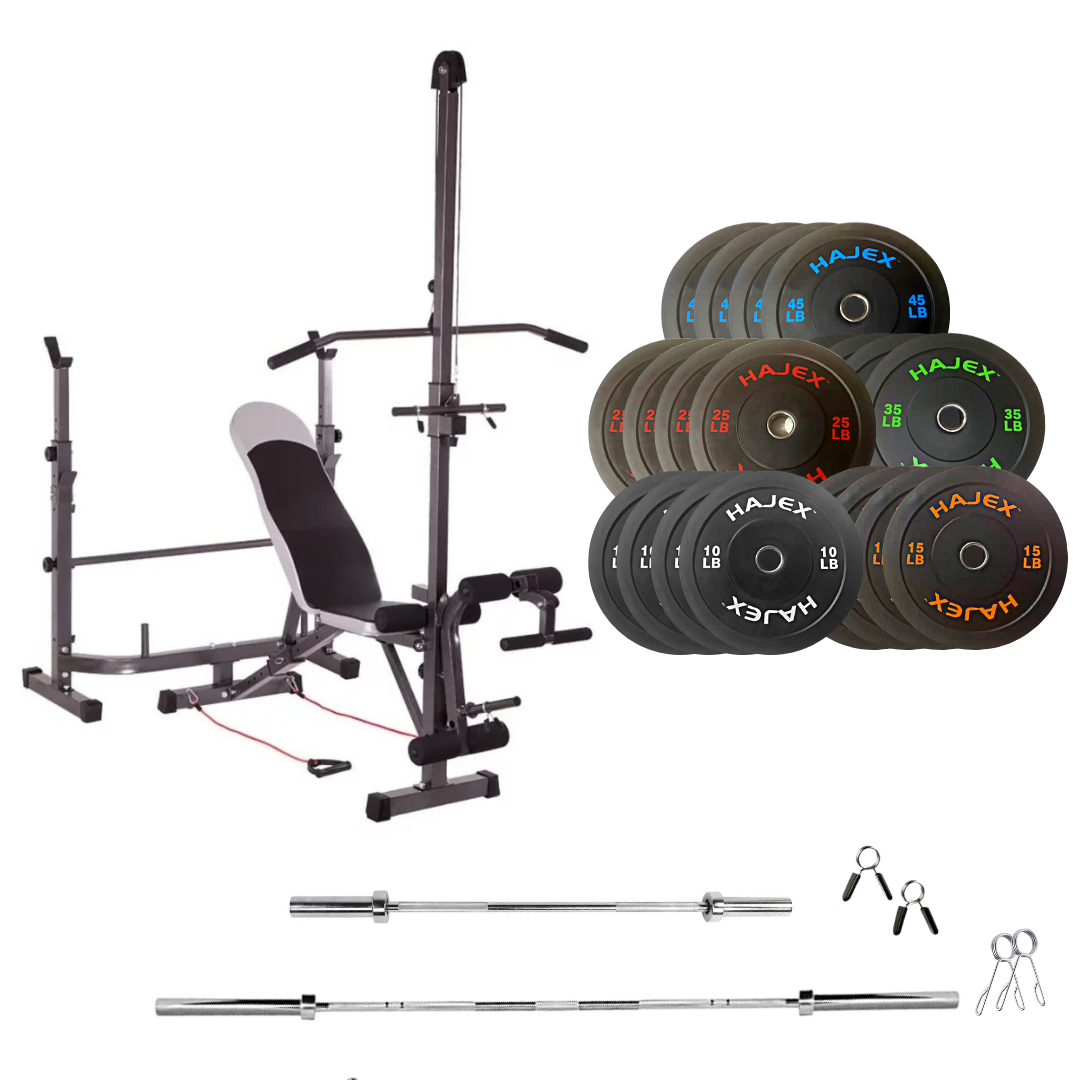 Verstellbare Trainingsbank mit Hantelsets