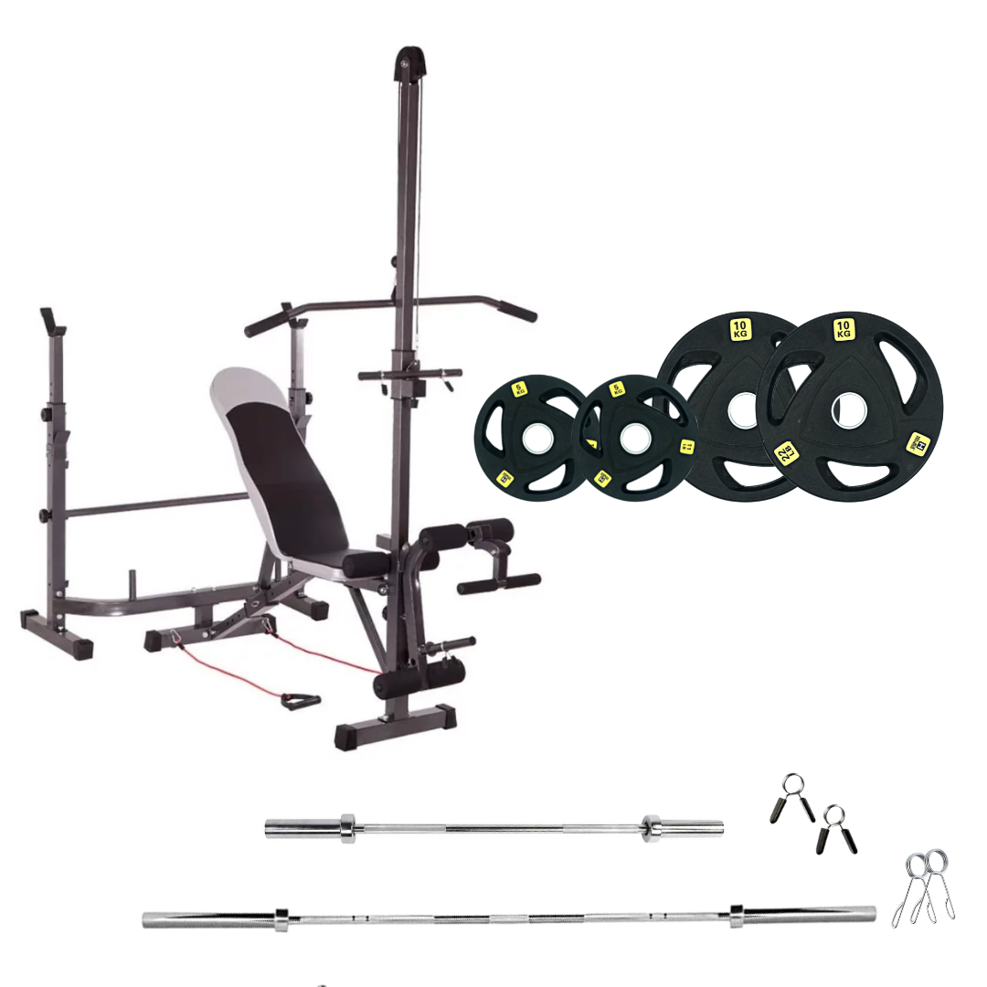 Verstellbare Trainingsbank mit Hantelsets