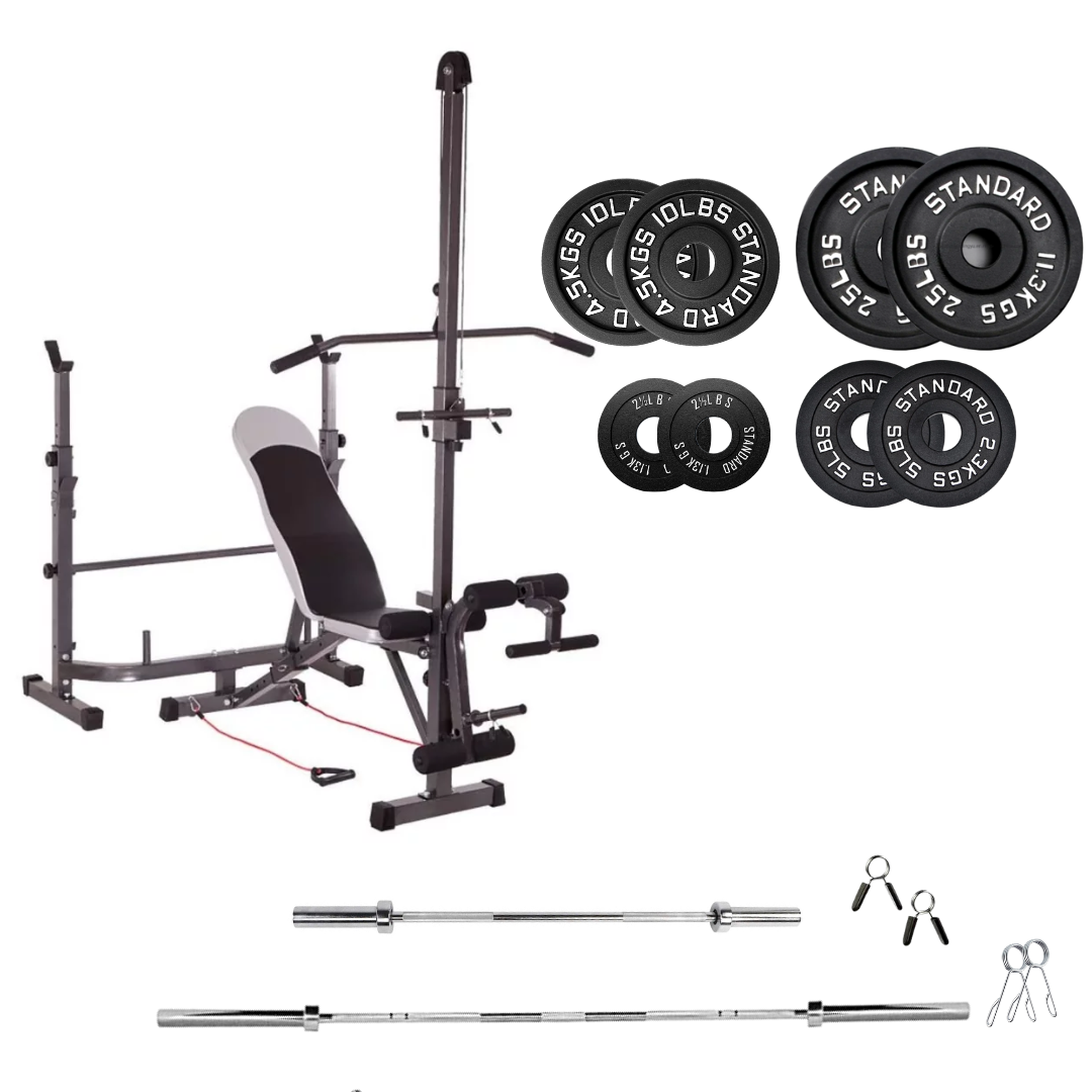 Verstellbare Trainingsbank mit Hantelsets