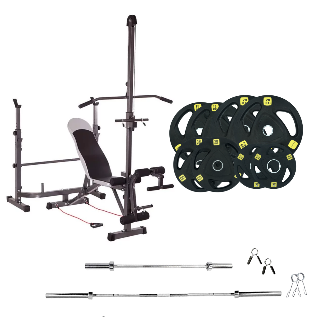 Verstellbare Trainingsbank mit Hantelsets