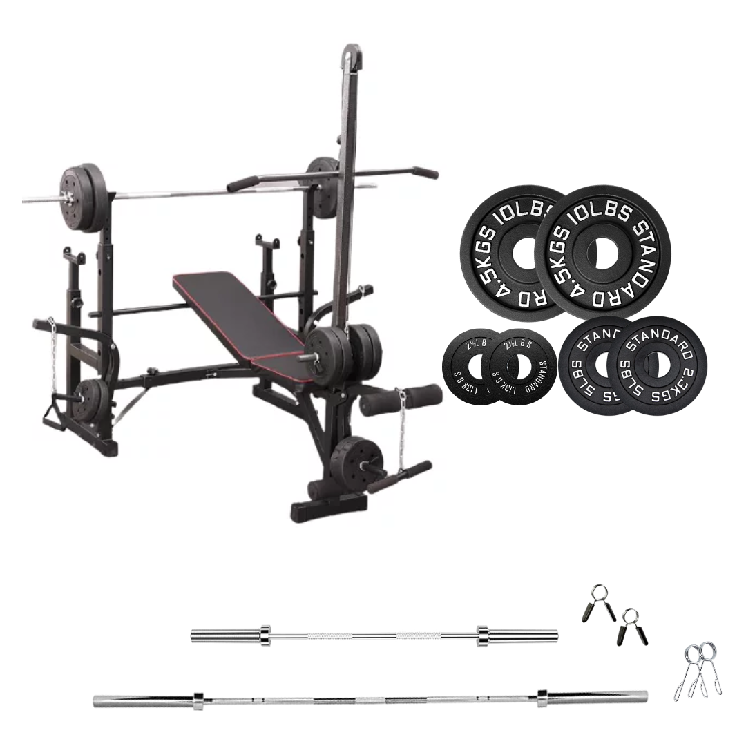 Verstellbare Trainingsbank mit Hantelsets