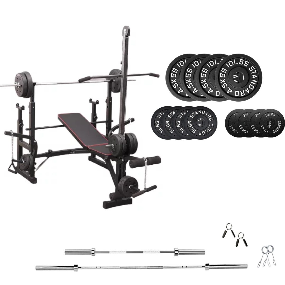 Verstellbare Trainingsbank mit Hantelsets