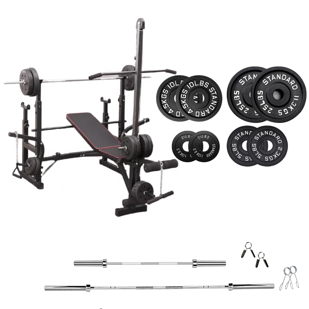 Verstellbare Trainingsbank mit Hantelsets