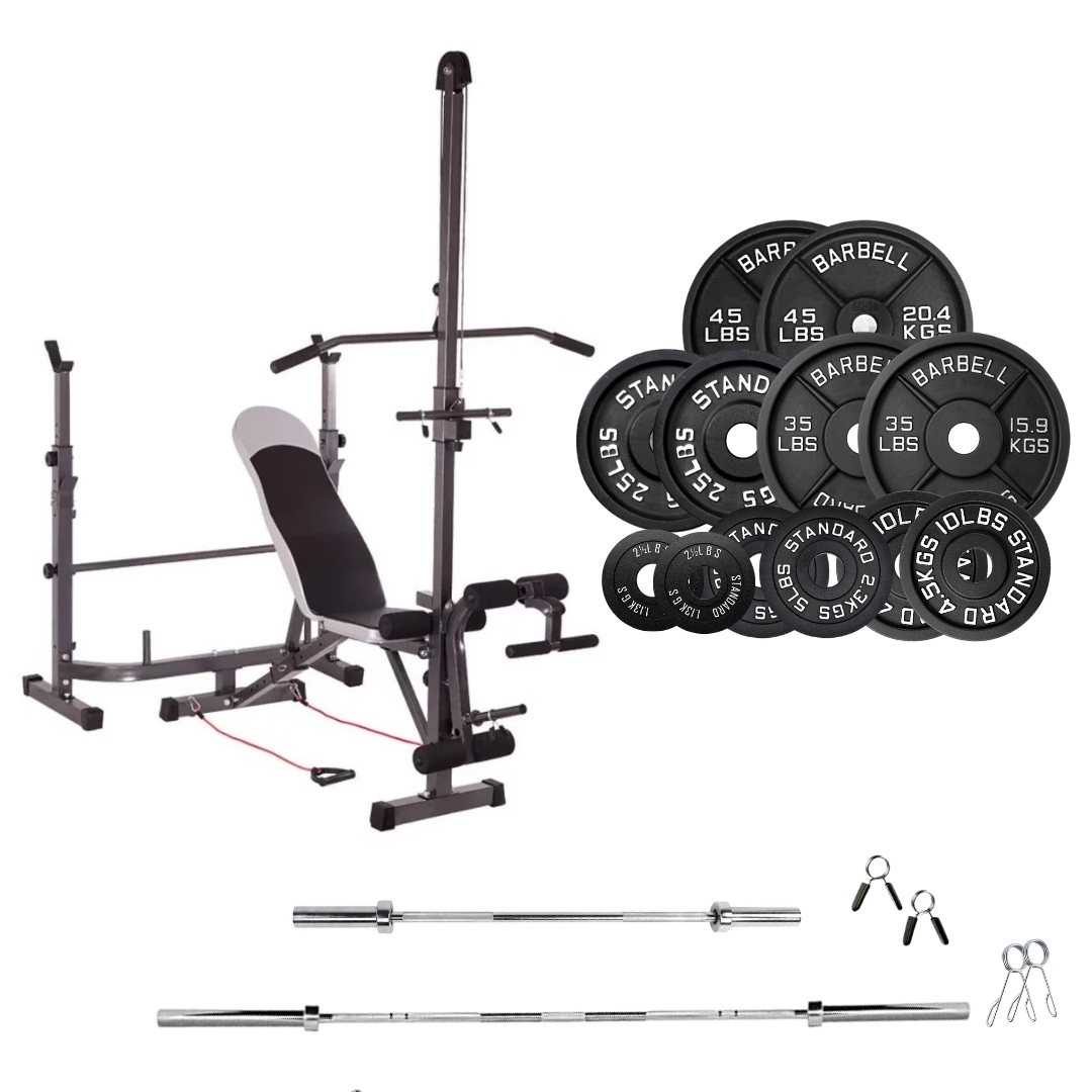 Verstellbare Trainingsbank mit Hantelsets