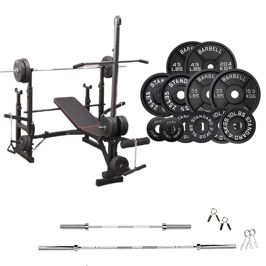 Verstellbare Trainingsbank mit Hantelsets