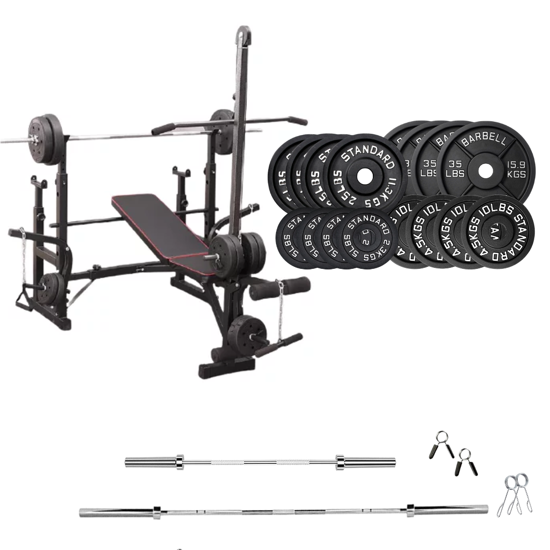 Verstellbare Trainingsbank mit Hantelsets