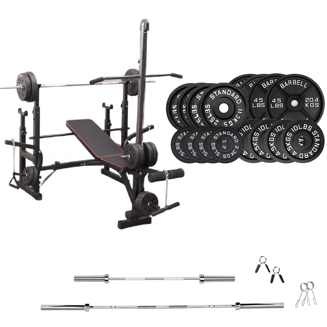 Verstellbare Trainingsbank mit Hantelsets