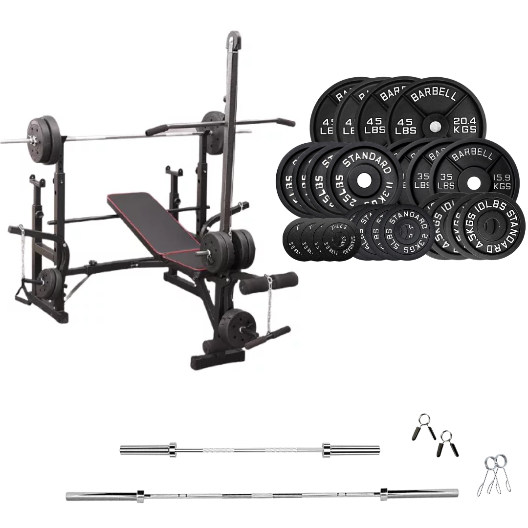 Verstellbare Trainingsbank mit Hantelsets