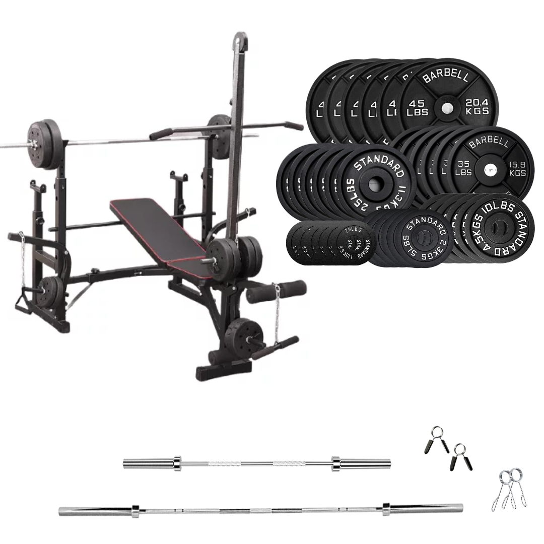 Verstellbare Trainingsbank mit Hantelsets