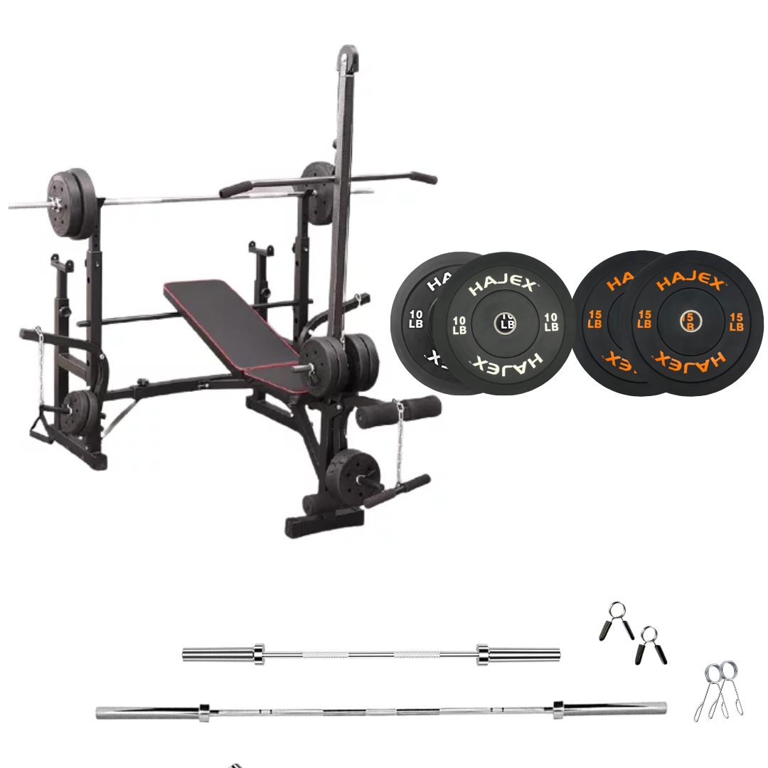 Verstellbare Trainingsbank mit Hantelsets