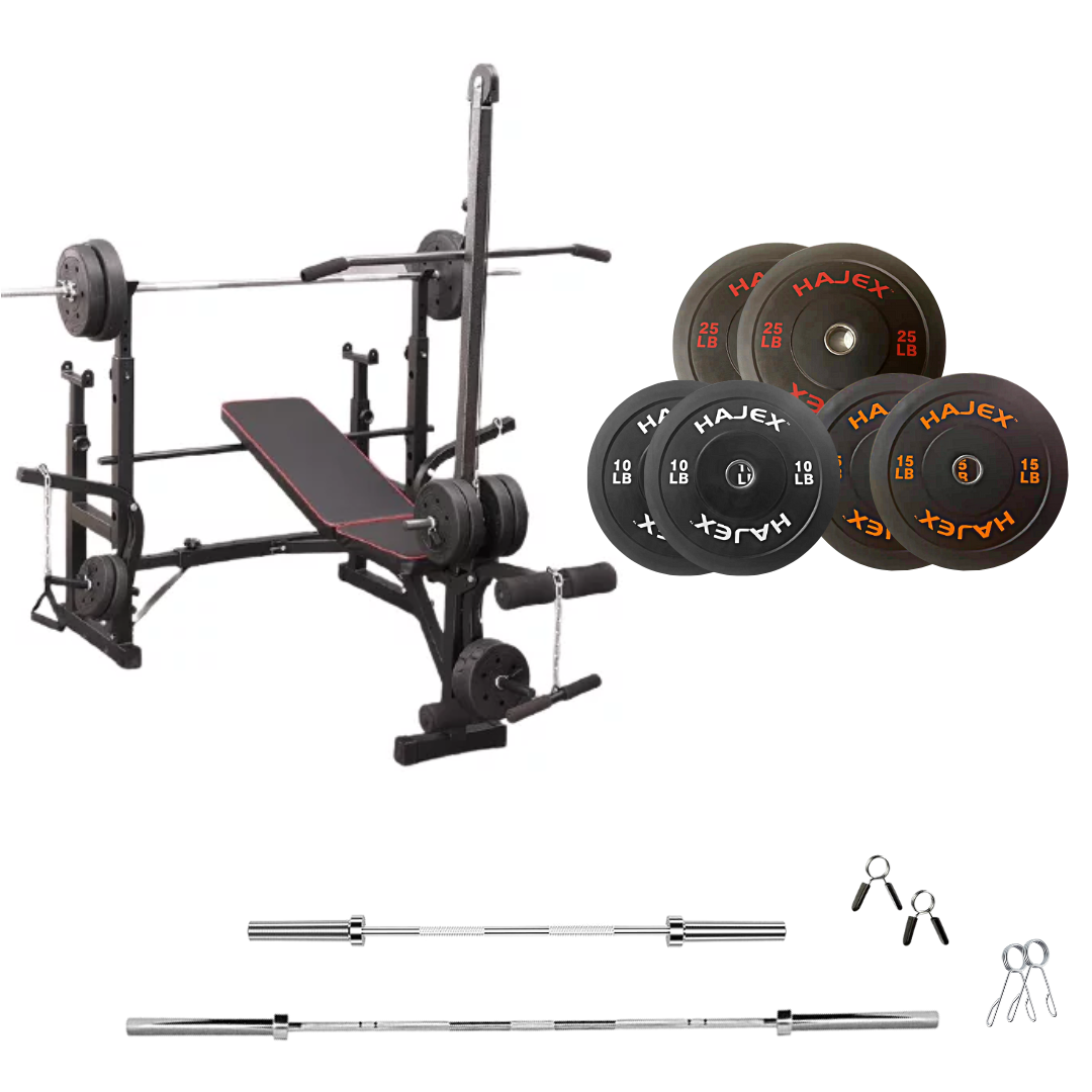 Verstellbare Trainingsbank mit Hantelsets