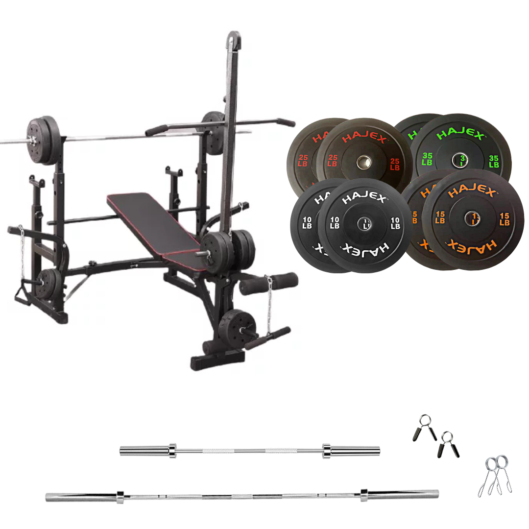 Verstellbare Trainingsbank mit Hantelsets