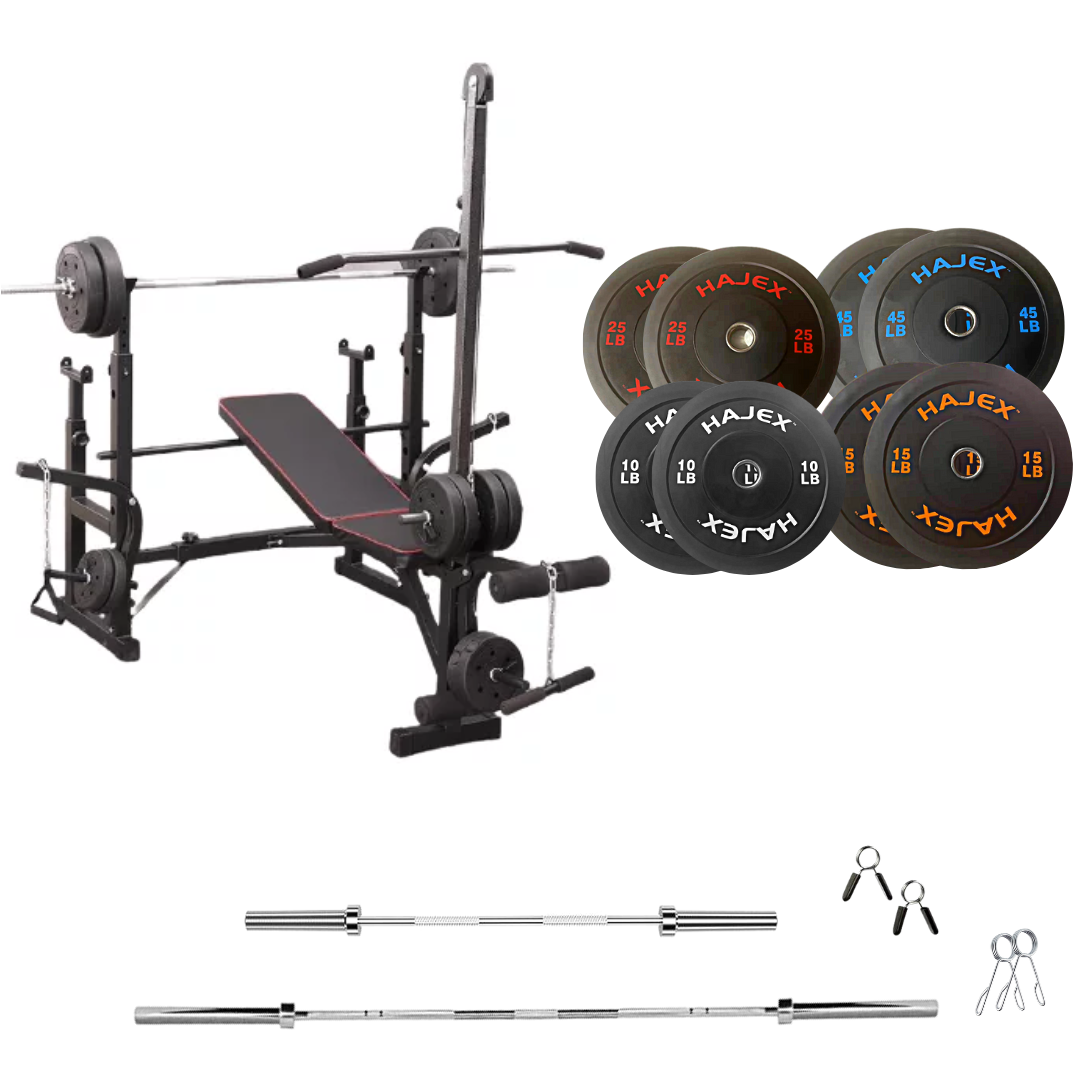 Verstellbare Trainingsbank mit Hantelsets