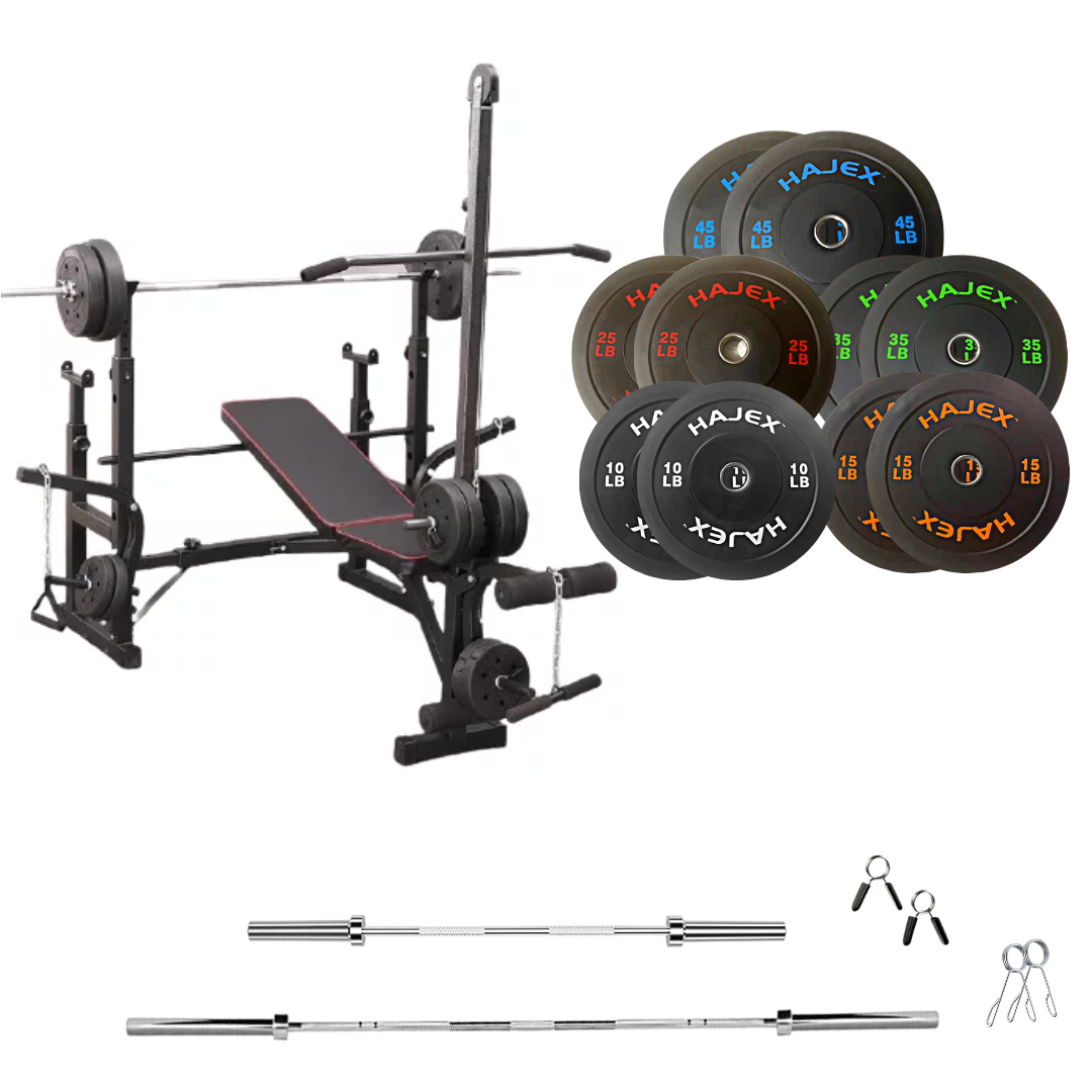 Verstellbare Trainingsbank mit Hantelsets