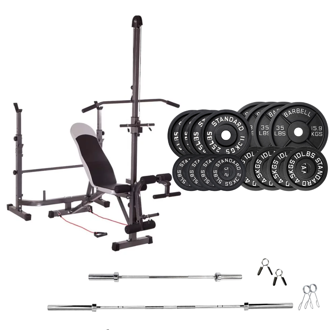 Verstellbare Trainingsbank mit Hantelsets