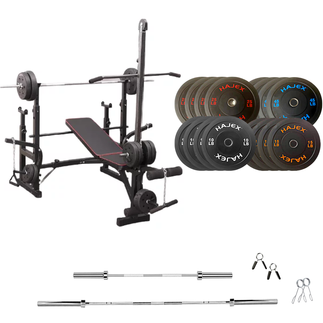 Verstellbare Trainingsbank mit Hantelsets