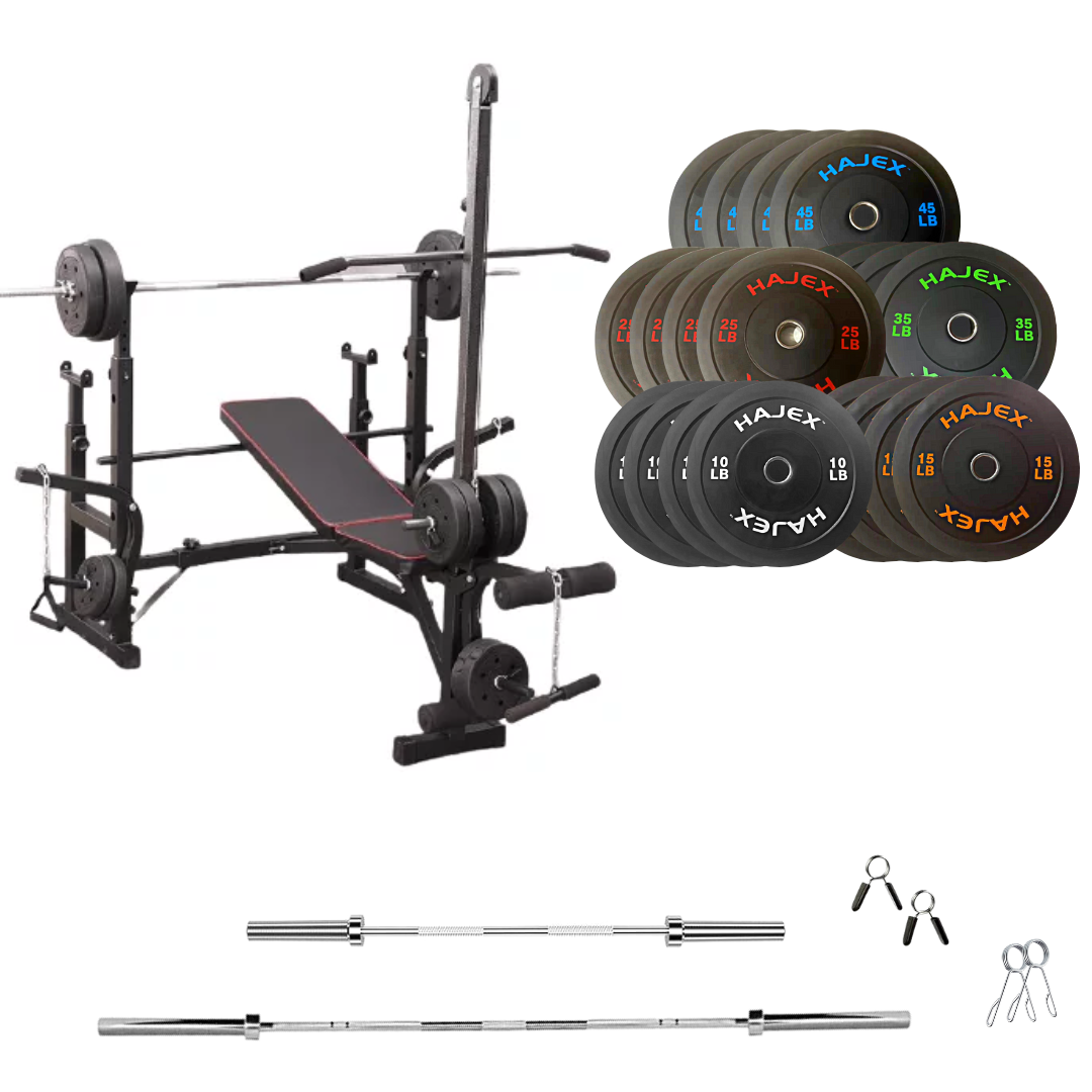 Verstellbare Trainingsbank mit Hantelsets