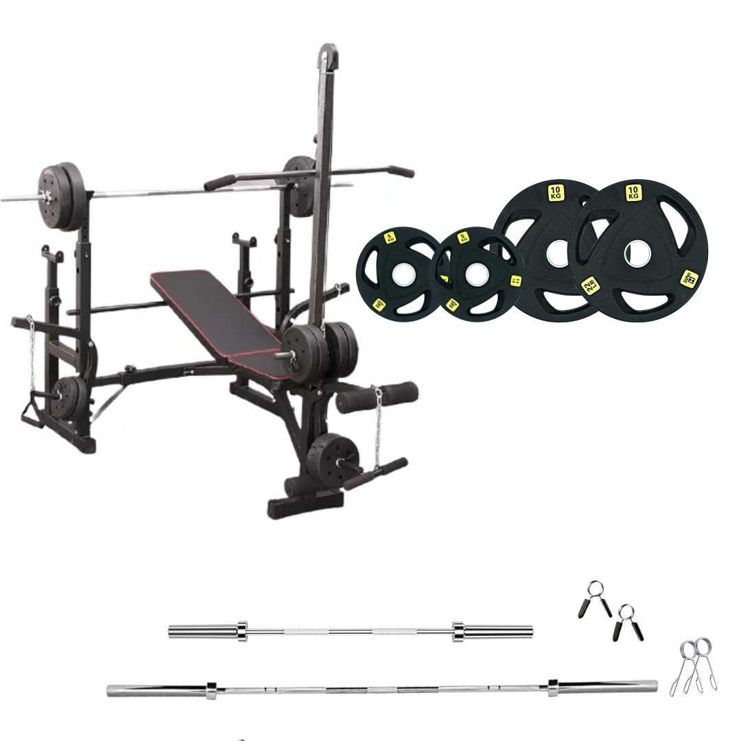 Verstellbare Trainingsbank mit Hantelsets
