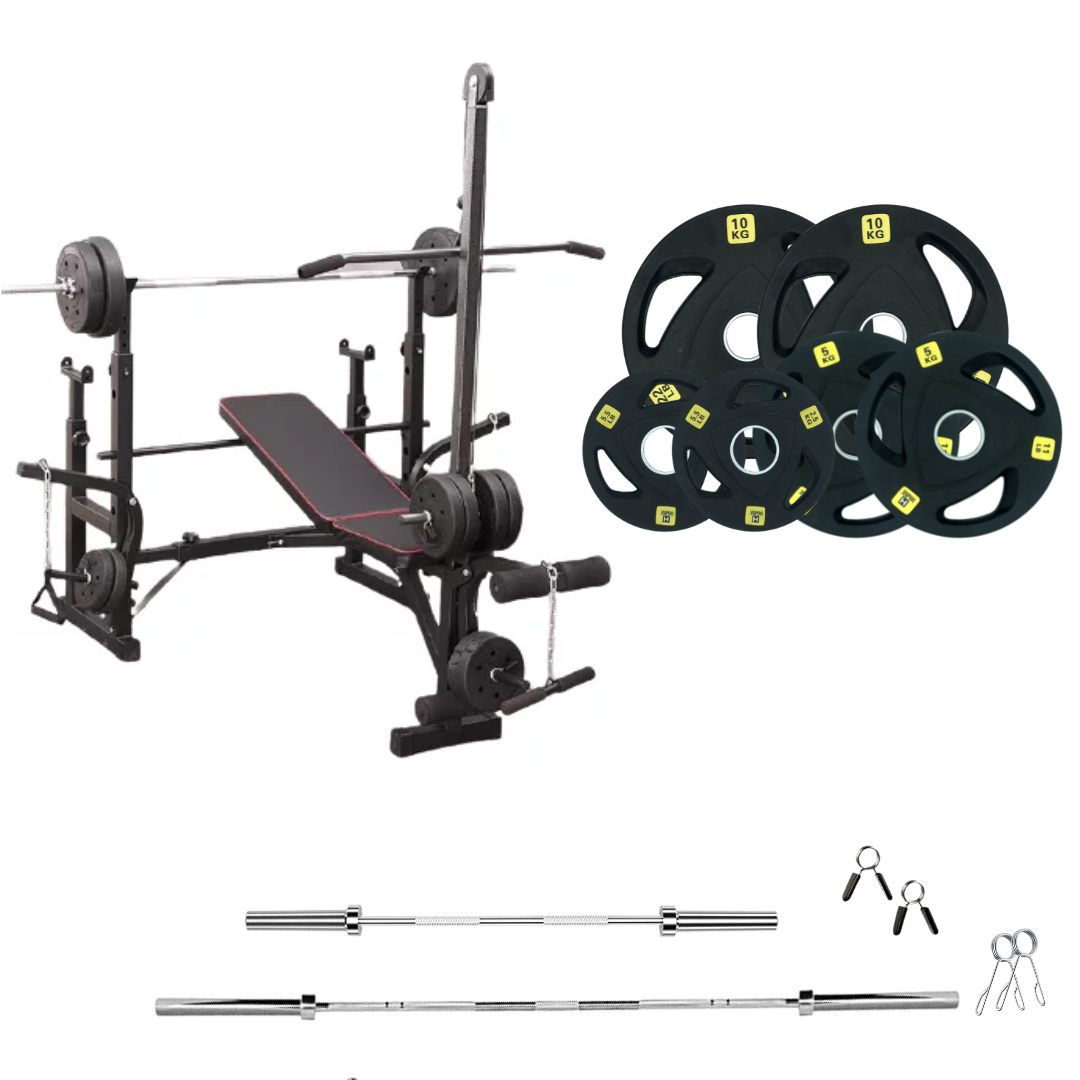 Verstellbare Trainingsbank mit Hantelsets