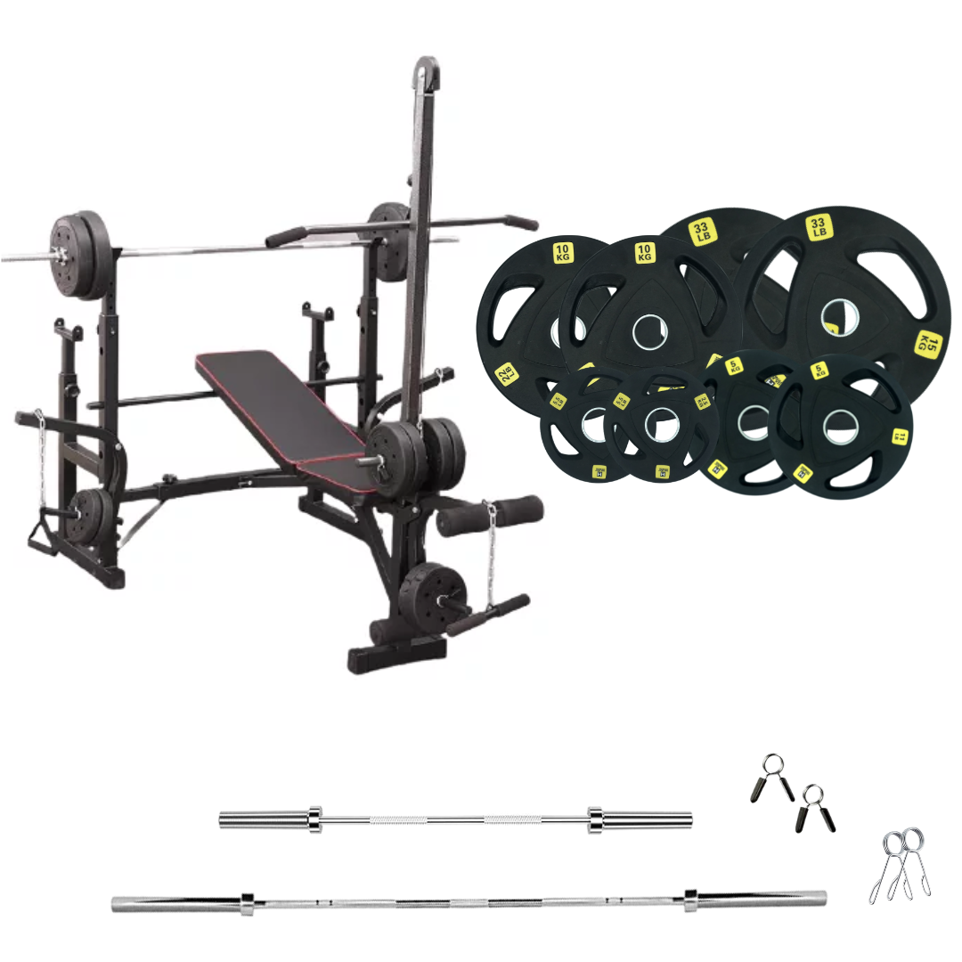 Verstellbare Trainingsbank mit Hantelsets