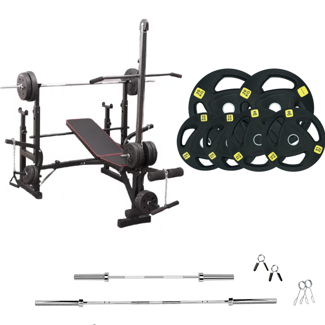 Verstellbare Trainingsbank mit Hantelsets
