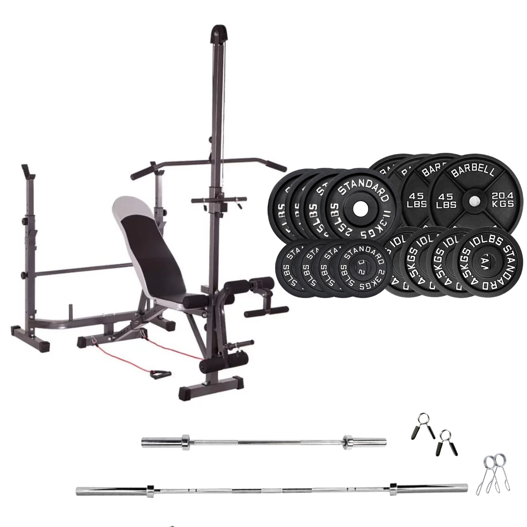 Verstellbare Trainingsbank mit Hantelsets