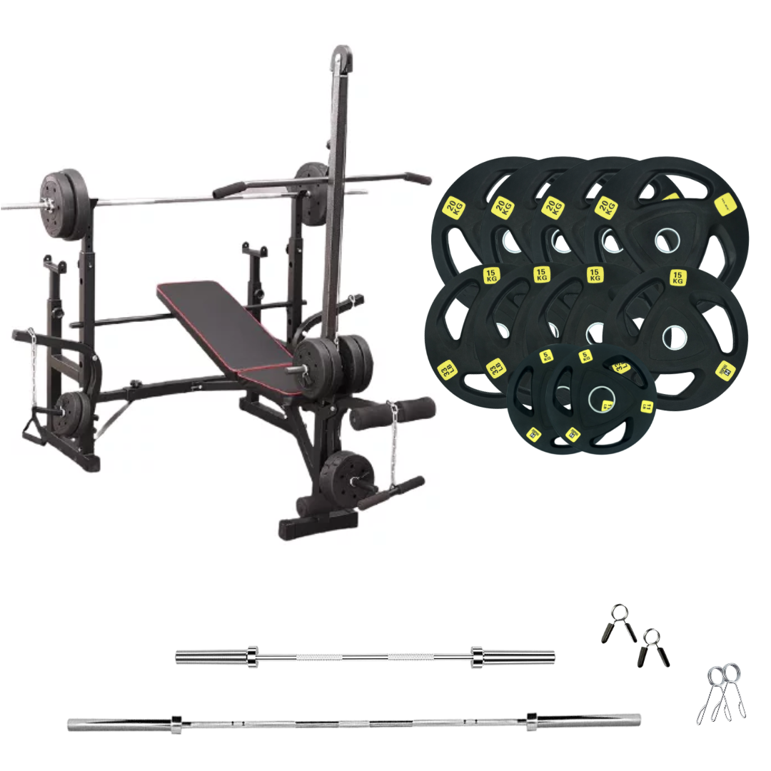 Verstellbare Trainingsbank mit Hantelsets