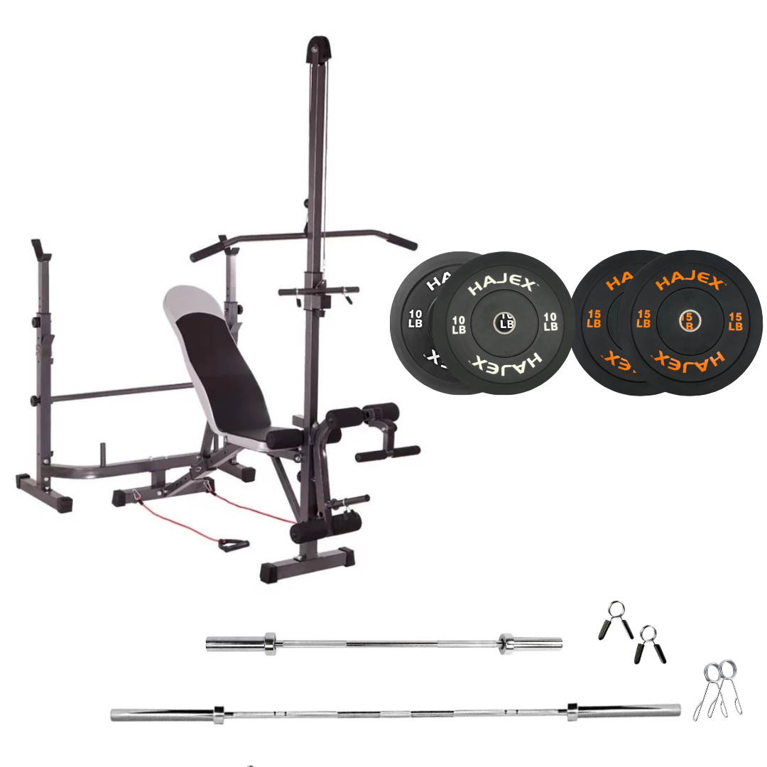Verstellbare Trainingsbank mit Hantelsets
