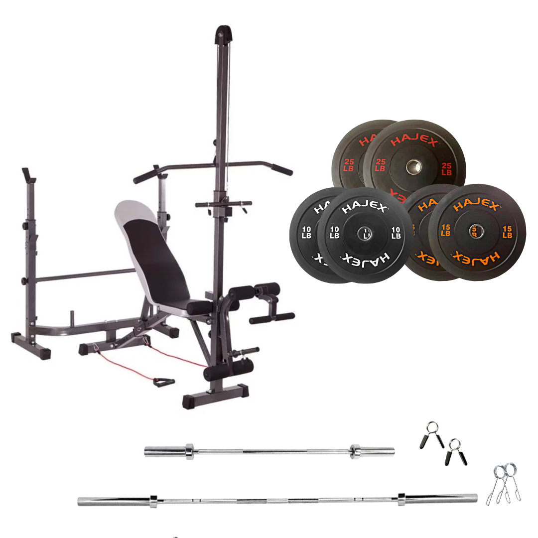 Verstellbare Trainingsbank mit Hantelsets